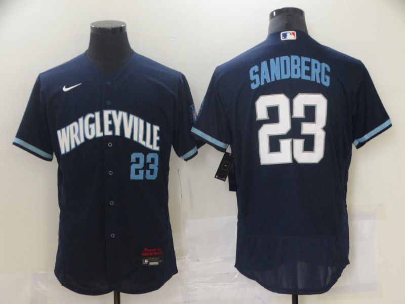 Men Chicago Cubs #23 Sandberg City Edition Blue Elite Nike 2021 MLB Jersey